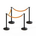 Montour Line Stanchion Post and Rope Kit Black, 4 Flat Top 3 Gold Rope C-Kit-4-BK-FL-3-PVR-GD-PS